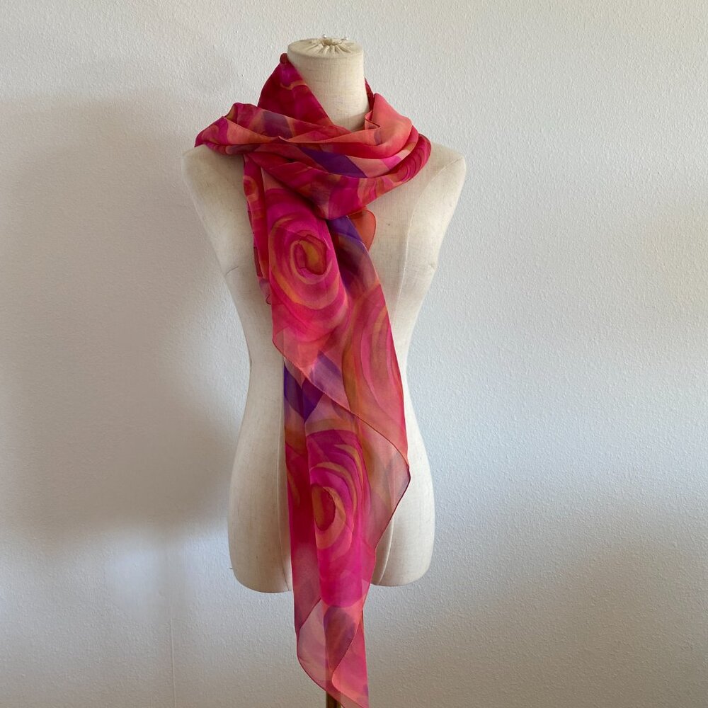 Vibrant Pink and Purple Rose Scarf